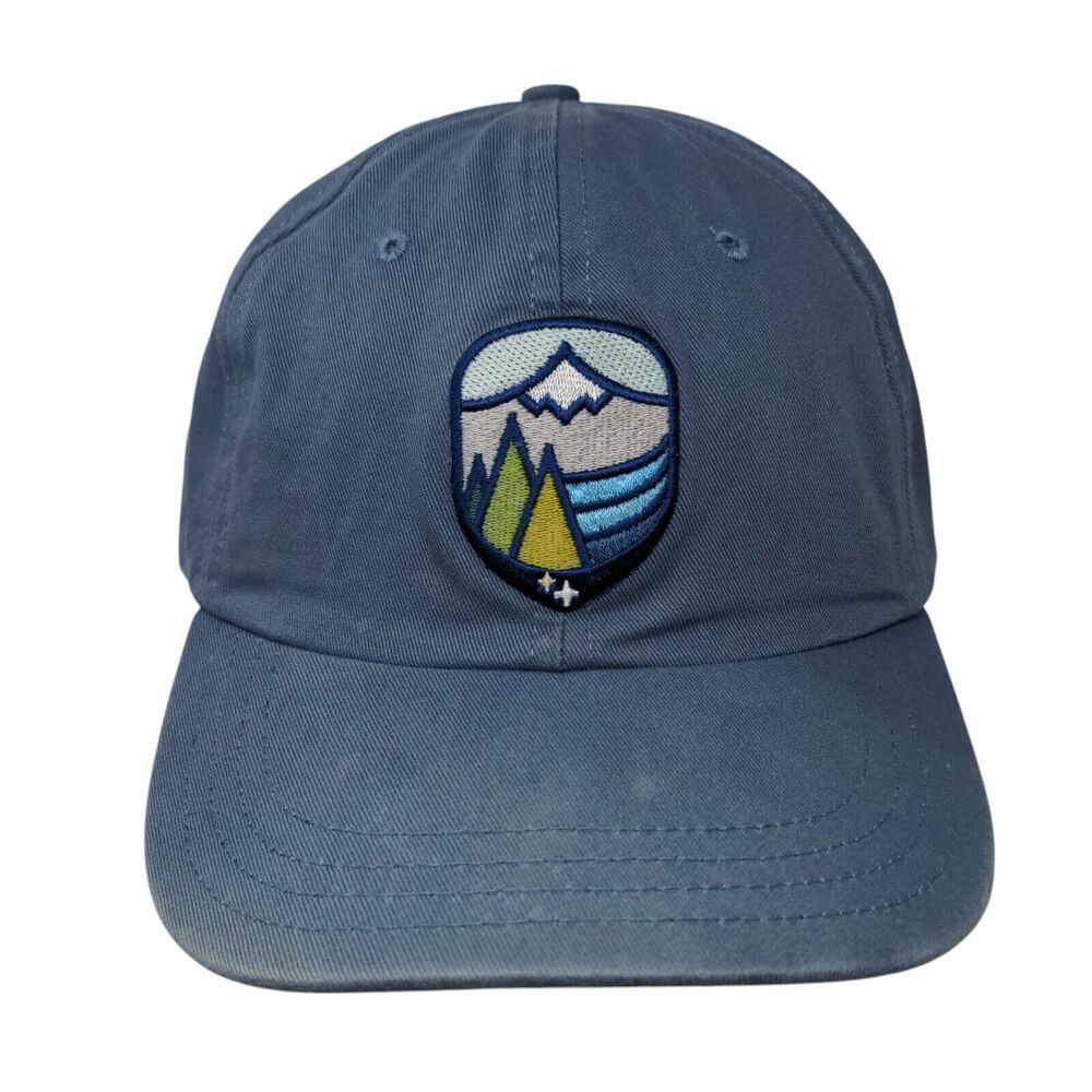 Mountain Slideback Hat Blue One Size Adjustable Embroidered 6 Panel Unionwear